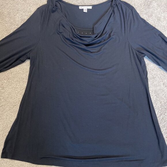 JM Collection Sequin Top Tunic Womens 2X Black Cowl Drapey Layered Stretch NWT - Picture 5 of 10